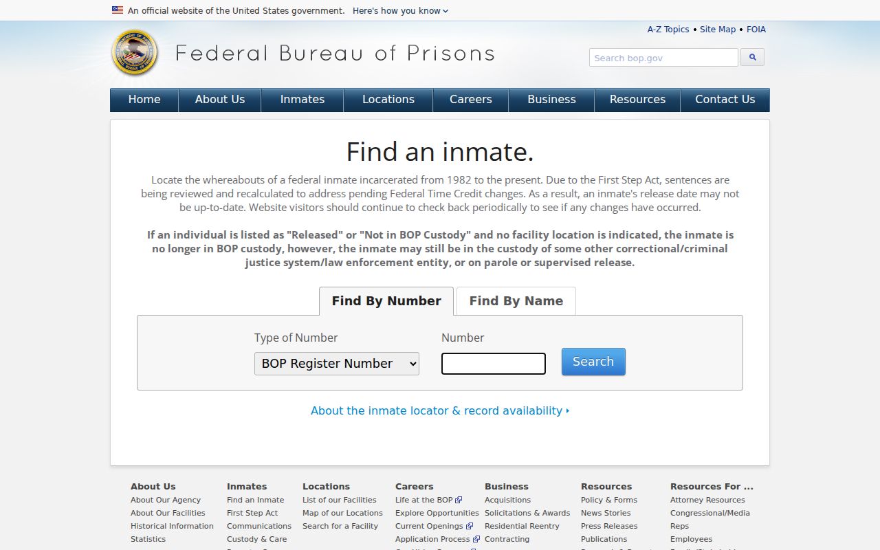Federal Bureau of Prisons inmate locator relevant to Fife Lake federal custody