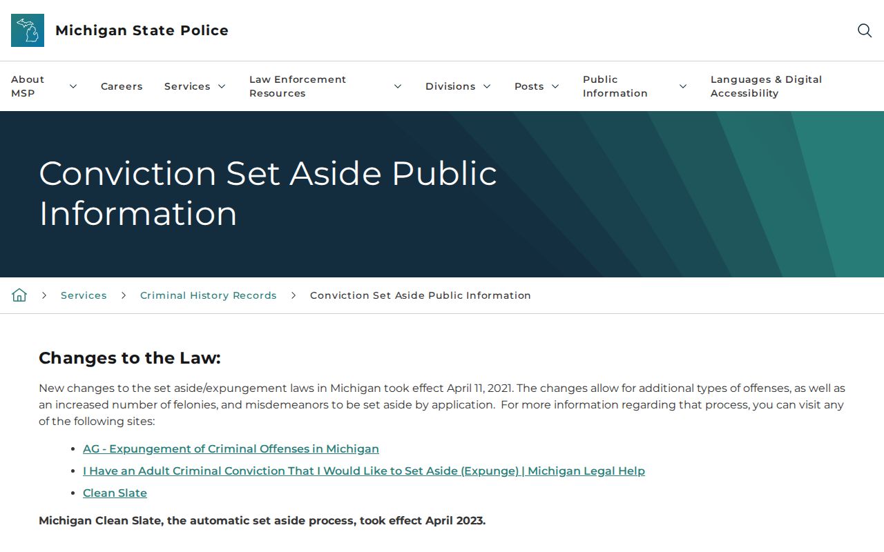 Grand Traverse County criminal record conviction set-aside process