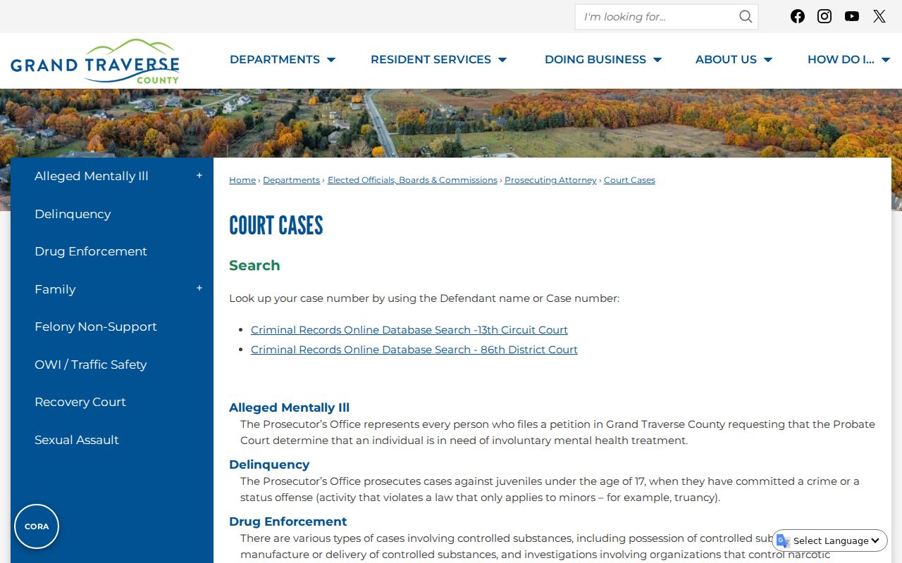 Grand Traverse County court case resources used for Kingsley records