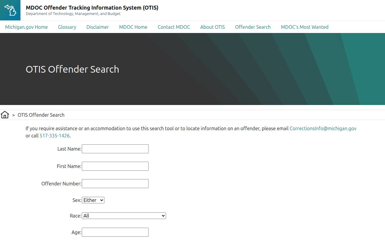 Michigan OTIS offender search used for Kingsley state custody records